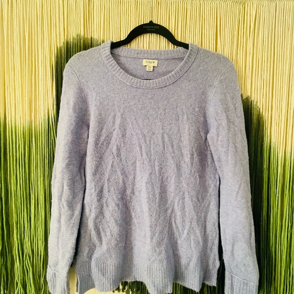 J. Crew Cotton Blend Lavender Periwinkle XS Crewneck Sweater Coverup Spring Airy - Picture 3 of 3